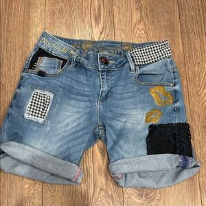 Stylish Denim Shorts with Patchwork